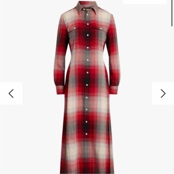 NWT Polo Ralph Lauren Plaid Button Down Maxi Shirt Dress Size 2 - Picture 2 of 9